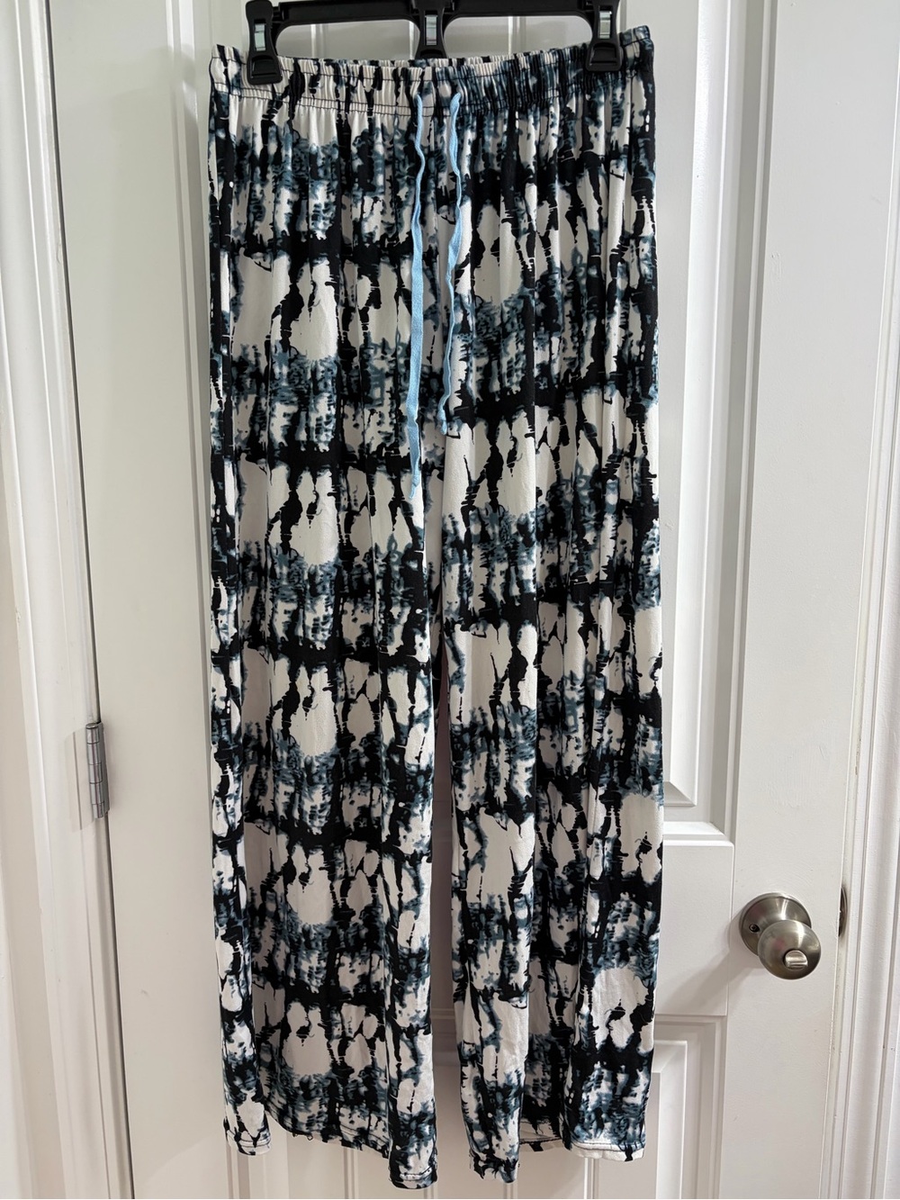 Hello Mello Women's Tie-Dye Lounge Pants in Black & White w/ Bag Sz L Comfy Boho
